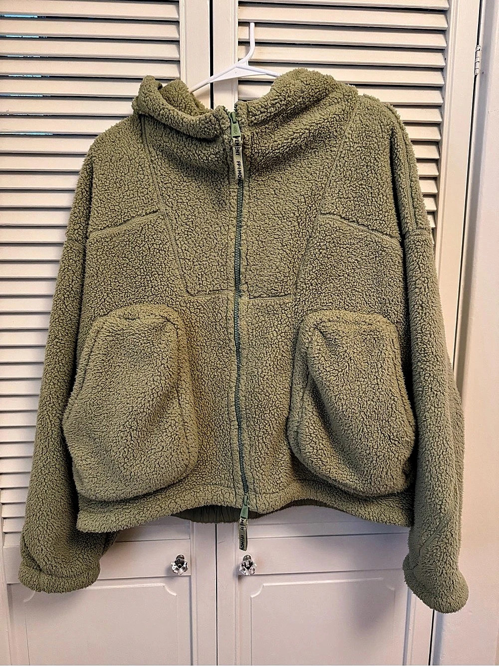 Free People FP Movement Green Sherpa Fleece Full-Zip Jacket - M